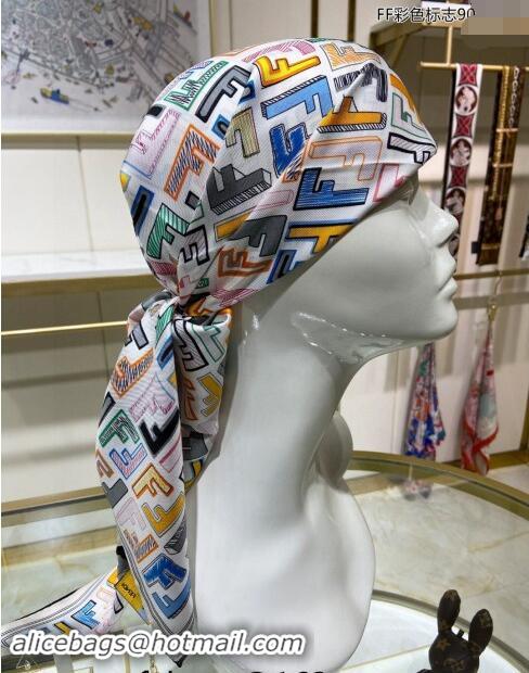 Good Product Fendi Silk Sqaure Scarf 90x90cm F0514 White 2024