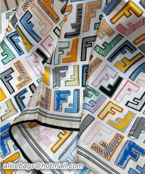 Good Product Fendi Silk Sqaure Scarf 90x90cm F0514 White 2024