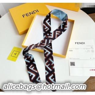 Super Quality Fendi Silk Bandeau Scarf 5x120cm F0913 Blue 2024