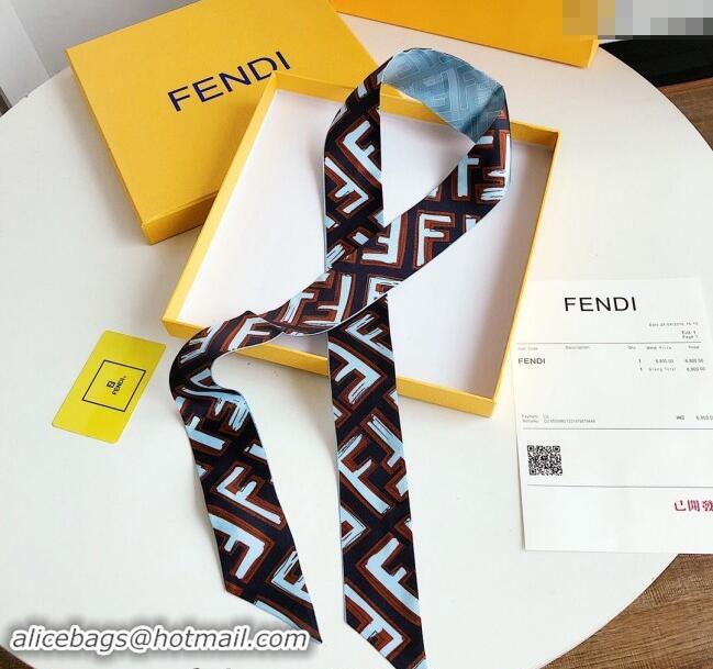 Super Quality Fendi Silk Bandeau Scarf 5x120cm F0913 Blue 2024