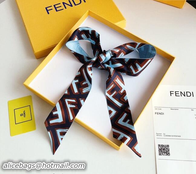 Super Quality Fendi Silk Bandeau Scarf 5x120cm F0913 Blue 2024