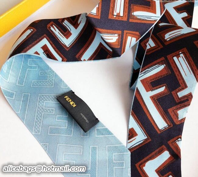 Super Quality Fendi Silk Bandeau Scarf 5x120cm F0913 Blue 2024