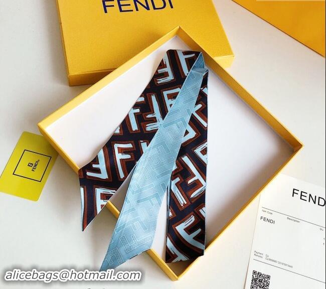 Super Quality Fendi Silk Bandeau Scarf 5x120cm F0913 Blue 2024