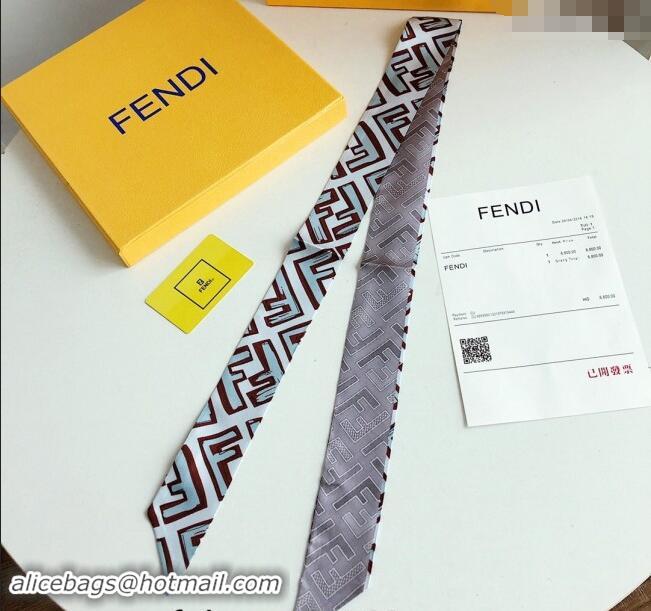 Good Taste Fendi Silk Bandeau Scarf 5x120cm F0913 Grey 2024