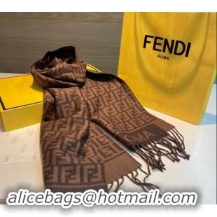 Promotional Fendi Wool Cashmere FF Long Scarf 30x180cm F1021 Dark Brown 2024