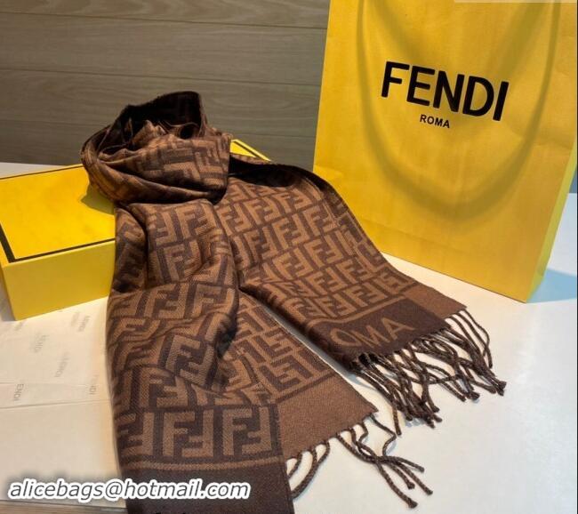 Promotional Fendi Wool Cashmere FF Long Scarf 30x180cm F1021 Dark Brown 2024