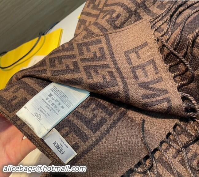 Promotional Fendi Wool Cashmere FF Long Scarf 30x180cm F1021 Dark Brown 2024