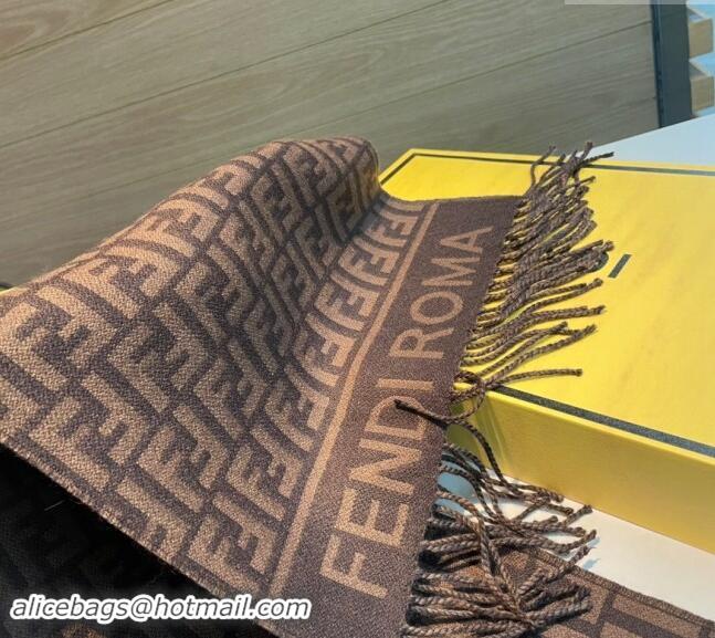 Promotional Fendi Wool Cashmere FF Long Scarf 30x180cm F1021 Dark Brown 2024