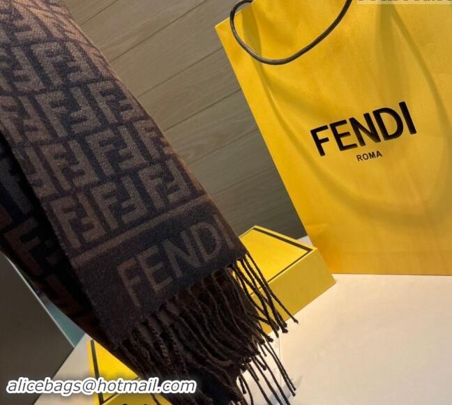 Promotional Fendi Wool Cashmere FF Long Scarf 30x180cm F1021 Dark Brown 2024