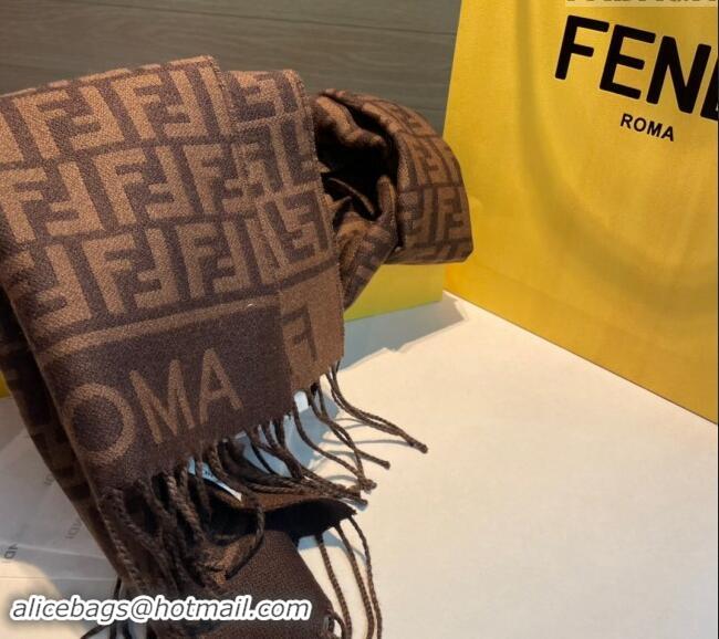 Promotional Fendi Wool Cashmere FF Long Scarf 30x180cm F1021 Dark Brown 2024