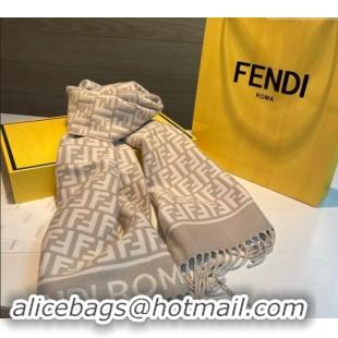 Top Grade Fendi Wool Cashmere FF Long Scarf 30x180cm F1021 Grey 2024