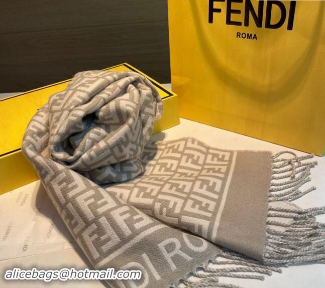 Top Grade Fendi Wool Cashmere FF Long Scarf 30x180cm F1021 Grey 2024