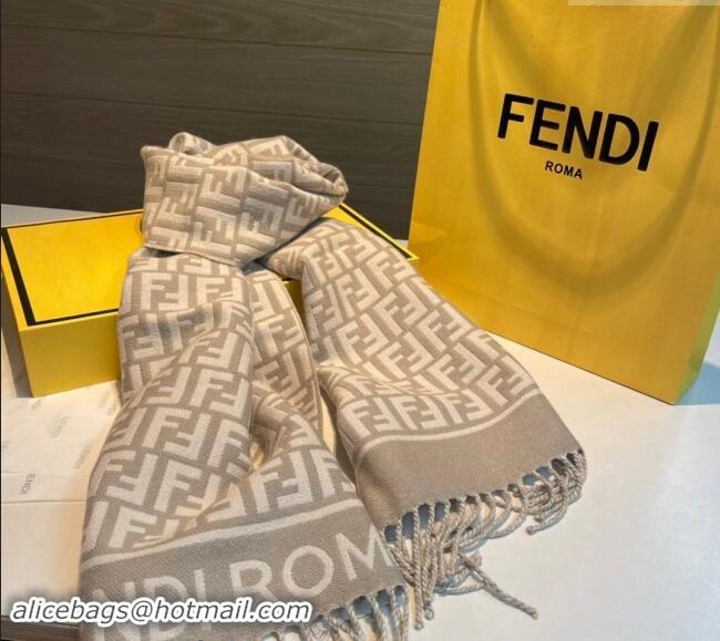 Top Grade Fendi Wool Cashmere FF Long Scarf 30x180cm F1021 Grey 2024