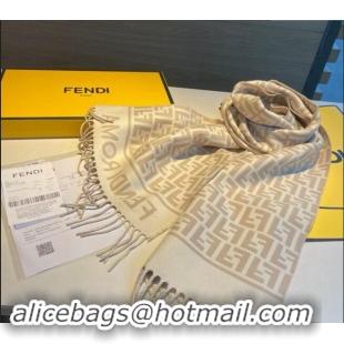 Luxury Discount Fendi Wool Cashmere FF Long Scarf 30x180cm F1021 Beige 2024