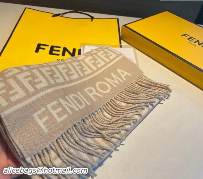 Luxury Discount Fendi Wool Cashmere FF Long Scarf 30x180cm F1021 Beige 2024