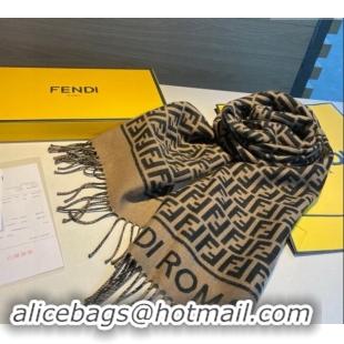 Super Quality Fendi Wool Cashmere FF Long Scarf 30x180cm F1021 Brown 2024