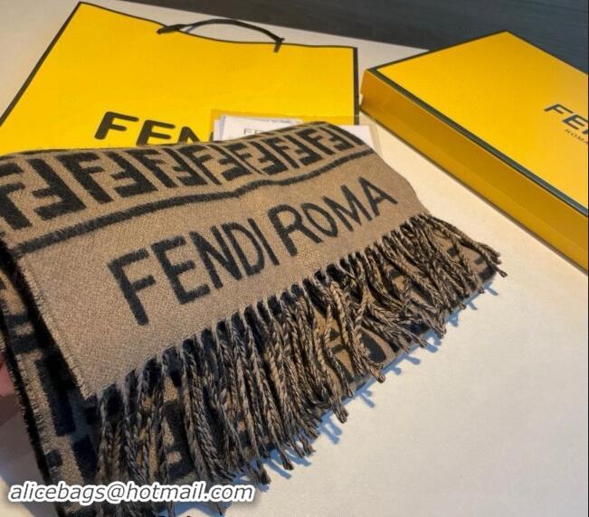 Super Quality Fendi Wool Cashmere FF Long Scarf 30x180cm F1021 Brown 2024