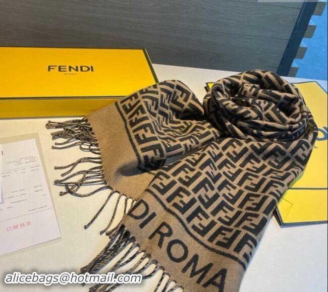 Super Quality Fendi Wool Cashmere FF Long Scarf 30x180cm F1021 Brown 2024