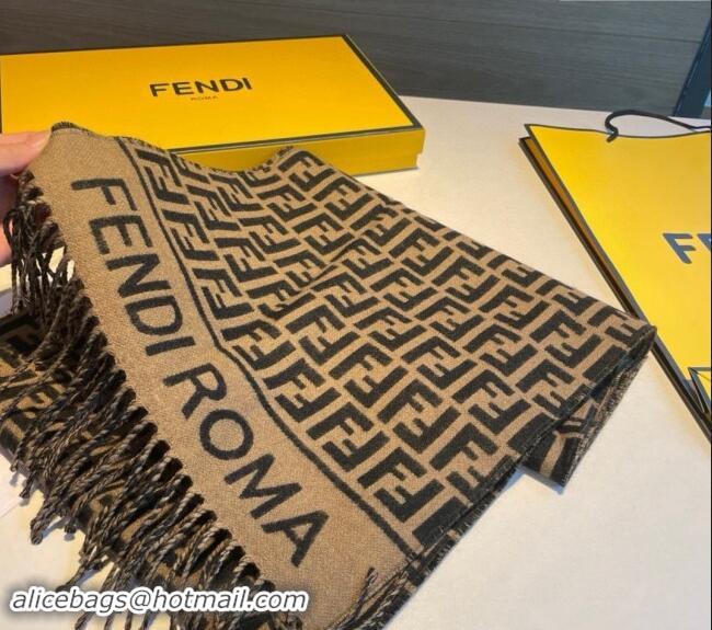 Super Quality Fendi Wool Cashmere FF Long Scarf 30x180cm F1021 Brown 2024