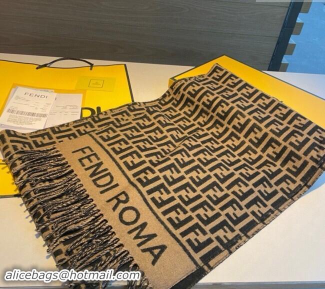 Super Quality Fendi Wool Cashmere FF Long Scarf 30x180cm F1021 Brown 2024