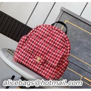 Luxury Discount Chanel Tweed Backpack Bag 1207 Red 2024