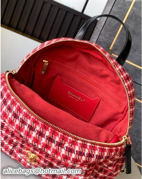 Luxury Discount Chanel Tweed Backpack Bag 1207 Red 2024