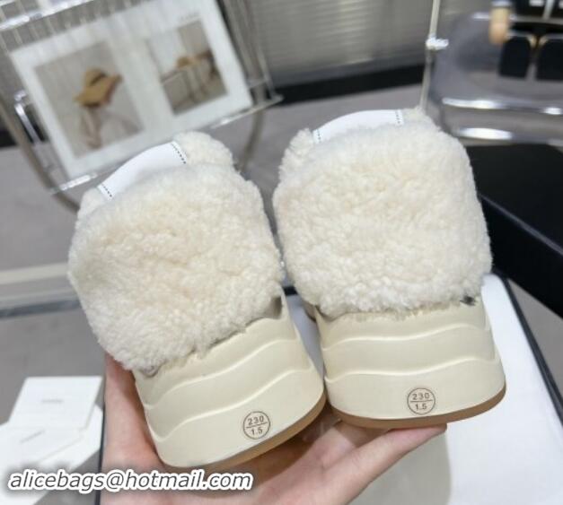 Good Product Chanel Calfskin & Fur High top Platform Sneakers 5cm Silver 121172