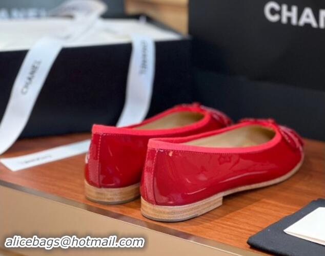 Stylish Chanel Patent Leather Classic Ballerinas CHB12 Red 120312