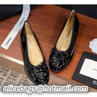 Lower Price Chanel Patent Leather Classic Ballerinas CHB11 Black 120311