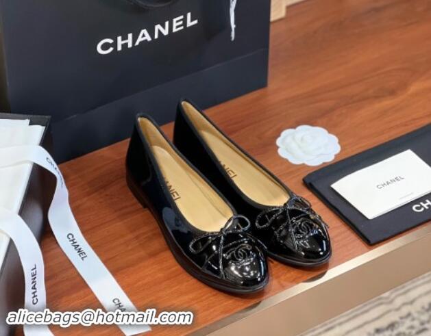 Lower Price Chanel Patent Leather Classic Ballerinas CHB11 Black 120311