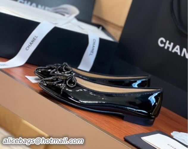 Lower Price Chanel Patent Leather Classic Ballerinas CHB11 Black 120311