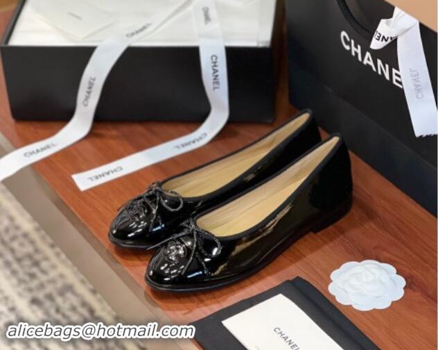 Lower Price Chanel Patent Leather Classic Ballerinas CHB11 Black 120311