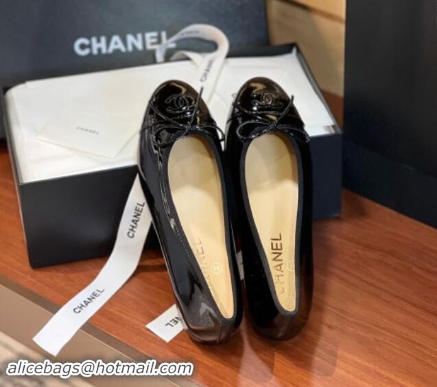 Lower Price Chanel Patent Leather Classic Ballerinas CHB11 Black 120311