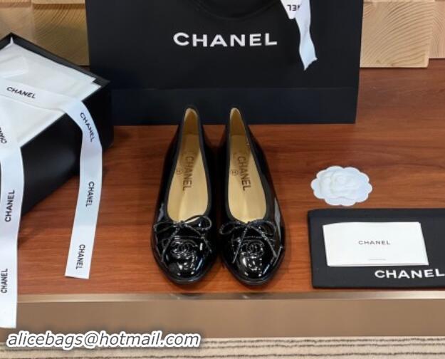 Lower Price Chanel Patent Leather Classic Ballerinas CHB11 Black 120311