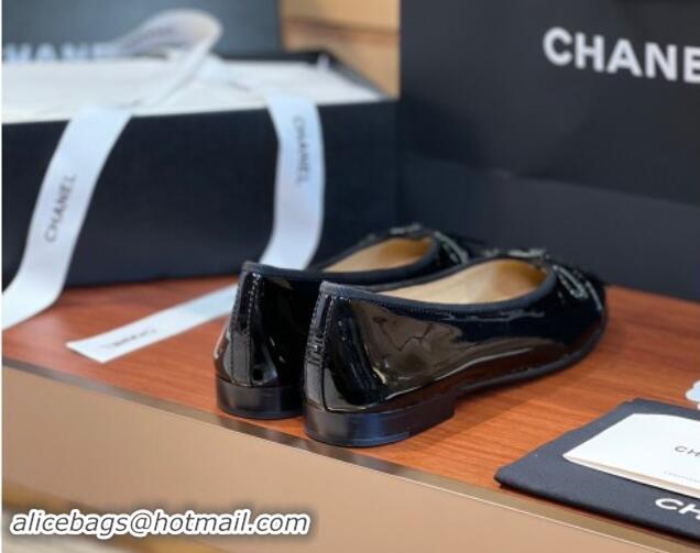 Lower Price Chanel Patent Leather Classic Ballerinas CHB11 Black 120311