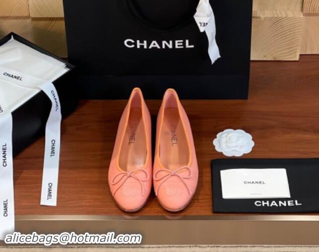 Classic Hot Chanel Grained Leather Classic Ballerinas CHB10 Pink 120310