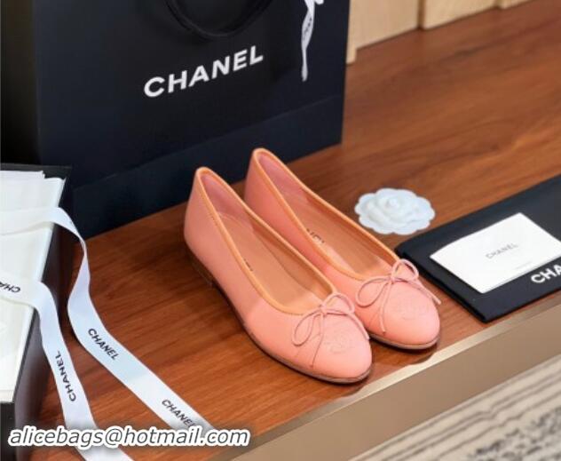 Classic Hot Chanel Grained Leather Classic Ballerinas CHB10 Pink 120310