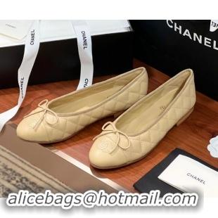 Most Popular Chanel Quilted Lambskin Classic Ballerinas Apricot 120307