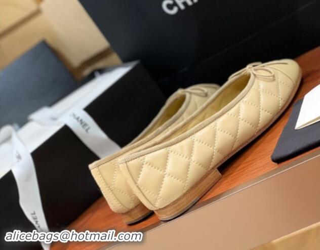 Most Popular Chanel Quilted Lambskin Classic Ballerinas Apricot 120307