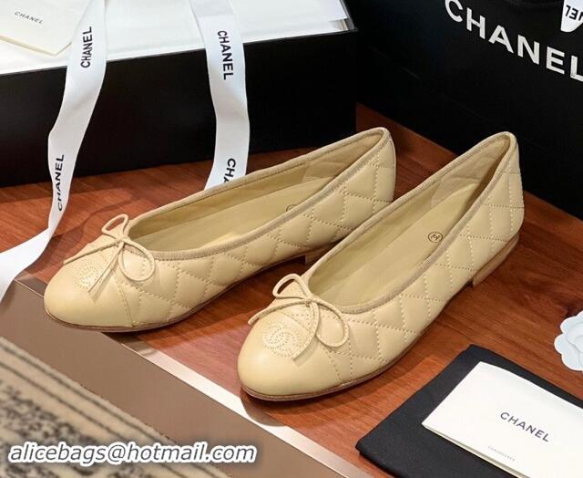 Most Popular Chanel Quilted Lambskin Classic Ballerinas Apricot 120307