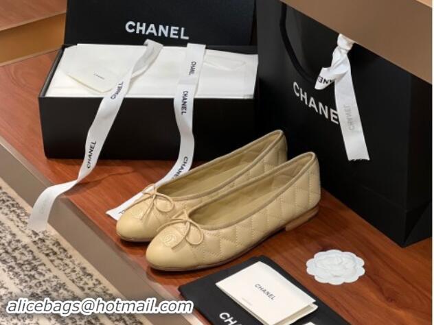 Most Popular Chanel Quilted Lambskin Classic Ballerinas Apricot 120307