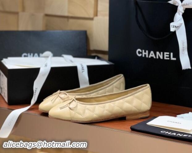 Most Popular Chanel Quilted Lambskin Classic Ballerinas Apricot 120307