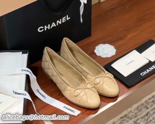 Most Popular Chanel Quilted Lambskin Classic Ballerinas Apricot 120307