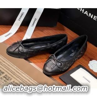 Pretty Style Chanel Quilted Lambskin Classic Ballerinas Black 120305