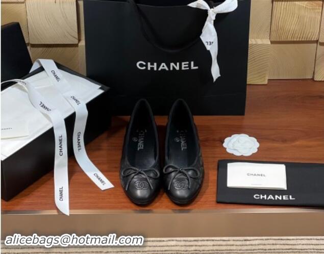 Pretty Style Chanel Quilted Lambskin Classic Ballerinas Black 120305