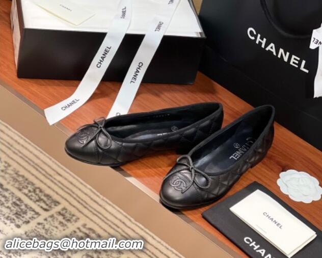 Pretty Style Chanel Quilted Lambskin Classic Ballerinas Black 120305