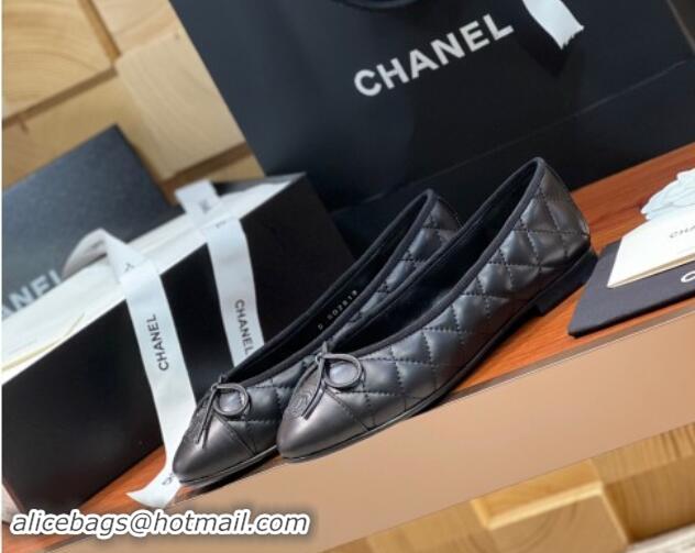 Pretty Style Chanel Quilted Lambskin Classic Ballerinas Black 120305