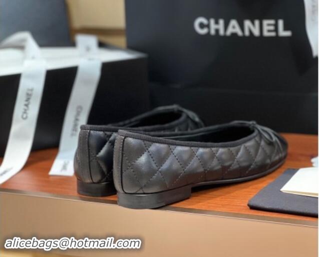 Pretty Style Chanel Quilted Lambskin Classic Ballerinas Black 120305