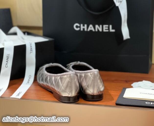 Best Product Chanel Quilted Lambskin Classic Ballerinas Silver Grey 120302