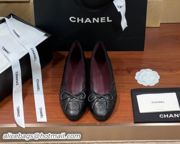 Good Product Chanel Quilted Lambskin Classic Ballerinas Black/Burgundy 120301